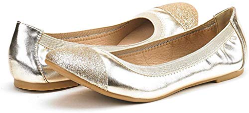 Dream Pairs Sole-Flex Bailarina para Mujer Gold 40 EU/9 US