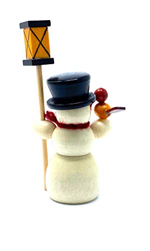 Drechslerei Friedbert Uhlig 04/D - Figura de muñeco de nieve con farol (5 cm de altura, madera regional, torneada, hecha a mano)