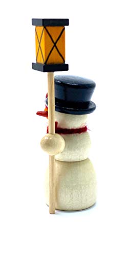 Drechslerei Friedbert Uhlig 04/D - Figura de muñeco de nieve con farol (5 cm de altura, madera regional, torneada, hecha a mano)