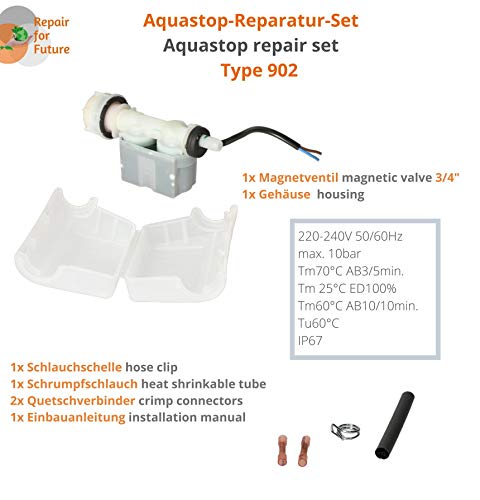 DREHFLEX – Kit de reparación para manguera Aquastop – Válvula magnética tipo 902 BITRON – apto para Bosch/Siemens/Neff para piezas n.º 00263789/263789