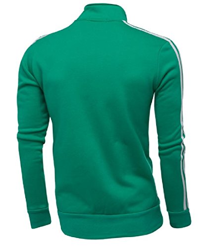 DressUMen Delante de moda sólidachaqueta con cremallera cuello de stands y sudaderas para Hombres Verde Pequeño