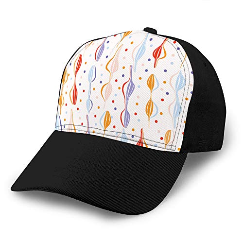 dsgdfhfgjghcdvdf Sombreros teñidos Lavados Gorras de béisbol Patrones sin Fisuras de Confeti Ondulado Dibujado a Mano Ajustable Gorra de béisbol de algodón