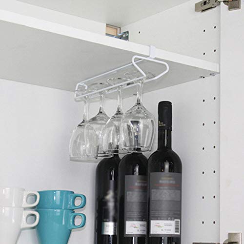 DSHRTY Botellero Soporte de Copas de Vino para Colgar en la Pared Estante de Copa de Vino Barra de Cocina Estante de Vino de champán Copa de Vidrio Soporte de Acero Inoxidable Almacenamiento, 1 pi