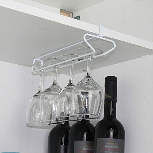 DSHRTY Botellero Soporte de Copas de Vino para Colgar en la Pared Estante de Copa de Vino Barra de Cocina Estante de Vino de champán Copa de Vidrio Soporte de Acero Inoxidable Almacenamiento, 1 pi