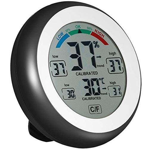 Dsnmm Monitor higrómetro para interiores, 2 unidades, multifuncional, termómetro digital, higrómetro de temperatura, medidor de humedad para el hogar, negro, talla única