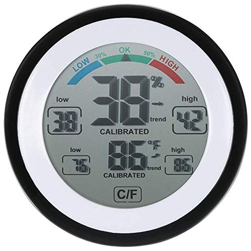 Dsnmm Monitor higrómetro para interiores, 2 unidades, multifuncional, termómetro digital, higrómetro de temperatura, medidor de humedad para el hogar, negro, talla única