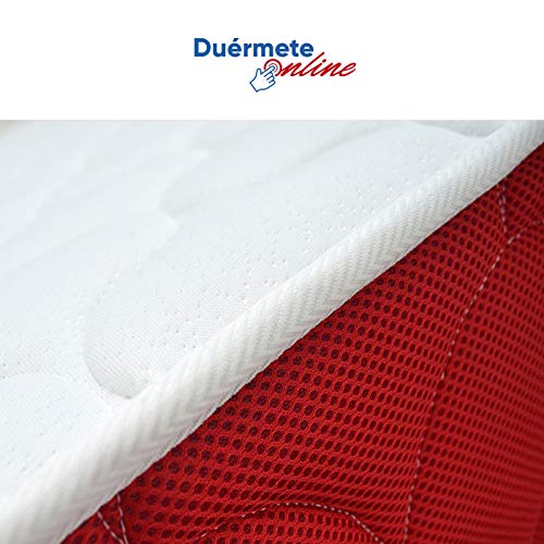 Duérmete Online Lite Reversible - Colchón Viscoelástico Reversible (a 2 caras), Muy Transpirable, Blanco, 90 x 190