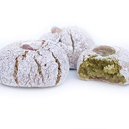 Dulces de almendra siciliana con pistacho, en confección ahorro (kg.1). RAREZZE: productos típicos, cannoli, pasta de almendra, cassate de pastelería artesanal siciliana