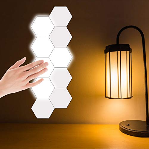 Duokon DIY Luces de decoración de Pared Innovadora Forma Hexagonal Mood Night Light Lámpara de Ambiente doméstico para Dormitorio Decoración de Sala de Estar 100V-240V(7 Lights)