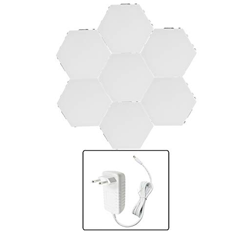 Duokon DIY Luces de decoración de Pared Innovadora Forma Hexagonal Mood Night Light Lámpara de Ambiente doméstico para Dormitorio Decoración de Sala de Estar 100V-240V(7 Lights)