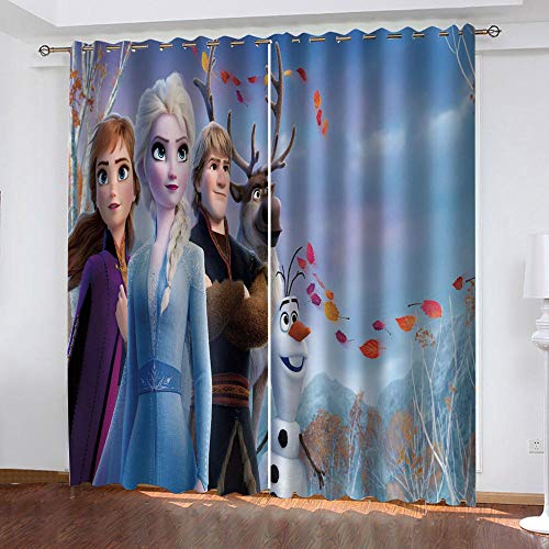 dxycfa Cortinas Opacas Princesa De Dibujos Animados con Anillas para Salon Moderno Dormitorio2 Piezas Cortinas Opacas 150X166 Cm