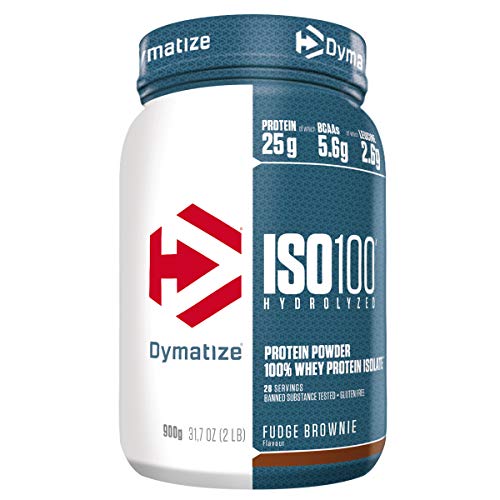 Dymatize ISO 100 Fudge Brownie 900g - Hidrolizado de Proteína de Suero Whey + Aislado en Polvo