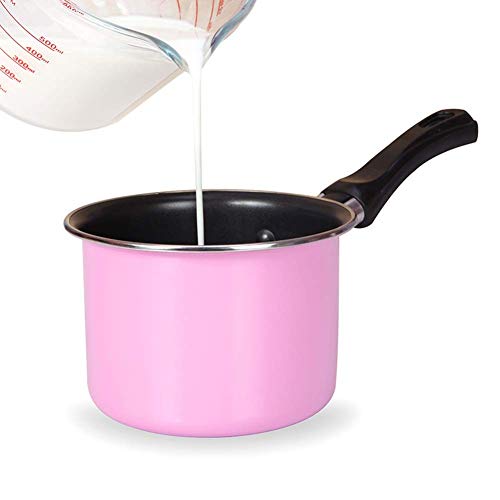 DZX Sartén para Leche Antiadherente Mini Olla para Fideos instantáneos Mantequilla para Hornear Jarabe de Chocolate Derretidor (Color: Rosa, Tamaño: 11 cm), Recipiente para Leche Antiadherente