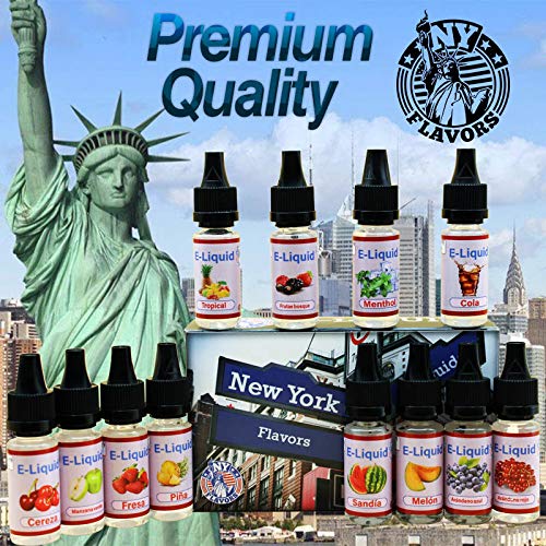 E-Líquido NY FLAVORS, 12 X 10mL E Liquido Vaper Sin Nicotina, E-Liquid VG60/PG40, Set E-Líquido Para Cigarrillos Electrónicos Nuevos Sabores