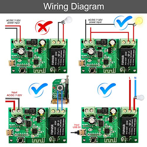 Eachen MóDulo Relé Inteligente InaláMbrico 1 Canal Para Smart Home Remote Control Dc 5V/12V, Se Aplica Al Control De Acceso, Encender Pc, Puerta De Garaje, Funciona Con Tuya/Smart Life App