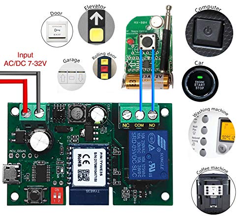 Eachen MóDulo Relé Inteligente InaláMbrico 1 Canal Para Smart Home Remote Control Dc 5V/12V, Se Aplica Al Control De Acceso, Encender Pc, Puerta De Garaje, Funciona Con Tuya/Smart Life App