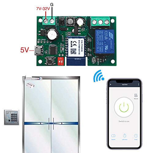 Eachen MóDulo Relé Inteligente InaláMbrico 1 Canal Para Smart Home Remote Control Dc 5V/12V, Se Aplica Al Control De Acceso, Encender Pc, Puerta De Garaje, Funciona Con Tuya/Smart Life App