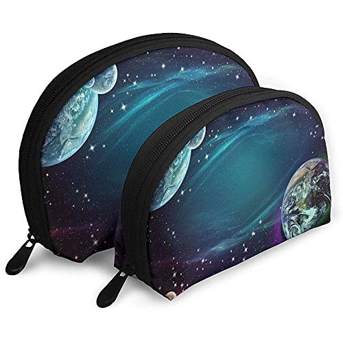 Earth Planet Fantasy Galaxy Bolsas portátiles Bolsa de Maquillaje Bolsa de Aseo, Bolsas de Viaje portátiles multifunción Pequeña Bolsa de Embrague de Maquillaje con Cremallera