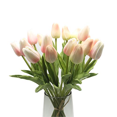 EasyLife Tulipán artificial de 12.6 '', 20 piezas y 2 colores por juego, decoración para interiores, decoración de bodas al aire libre, cocina, oficina, cafetería, decoración del hogar