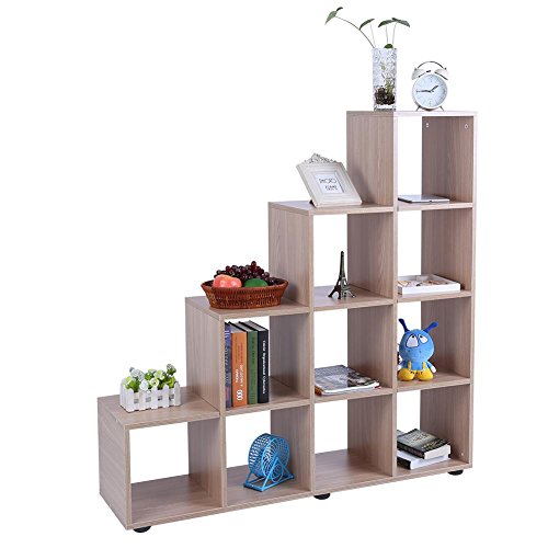 EBTOOLS - Estantería para escaleras, 10 compartimentos en forma de cubo, estantería escalonada, estantería para la cafetería de oficina de casa, 114 x 30 x 116 cm