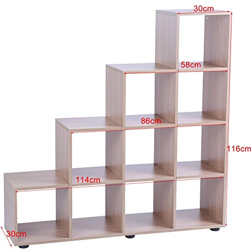 EBTOOLS - Estantería para escaleras, 10 compartimentos en forma de cubo, estantería escalonada, estantería para la cafetería de oficina de casa, 114 x 30 x 116 cm