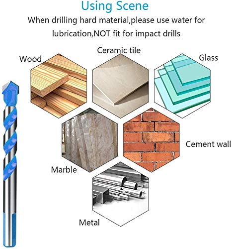 ECHG - Juego de 10 brocas para mampostería de carburo de tungsteno para metal, acero, porcelana, cerámica, hormigón, ladrillo, madera de plástico (6, 8, 10, 12 mm)