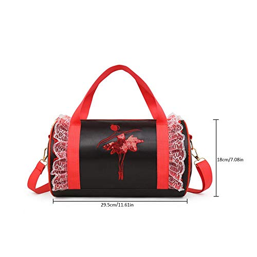 Ecoticfate Bolsa De Baile para Niños Bolso Bandolera Portátil para Niños Bolso De Baile Latino para Niñas Bolso De Baile De Ballet Magro para Niños 29.5x18x18cm