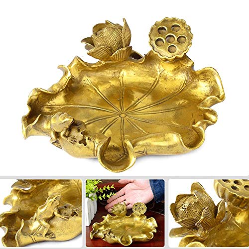 ECSWP Cenicero de Cobre decoración Loto de Cobre Puro Gran cenicero Hoja de Loto hogar Feng Shui Escritorio artesanía joyería