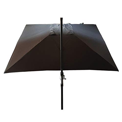 Edenjardi Parasol de Exterior descentrado con mástil Lateral, Cuadrado 300x300 cm,Tela con gramaje 250 gr Gris,Inclinable y Giratorio 360 Grados con manivela, No Incluye Base de Parasol