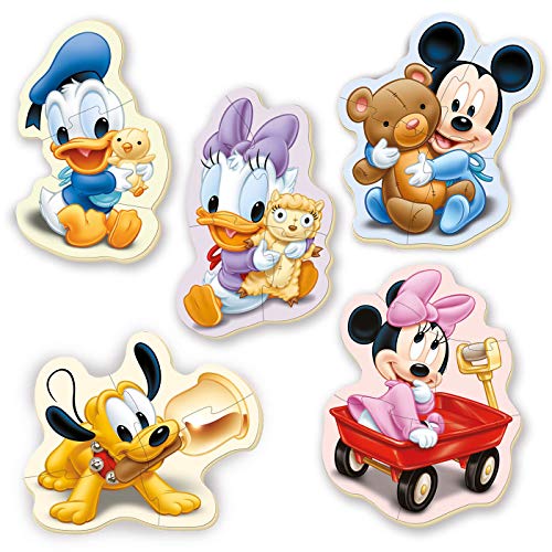 Educa - Baby Puzzles, puzzle infantil Baby Mickey, 5 puzzles progresivos de 3 a 5 piezas, a partir de 24 meses (13813)