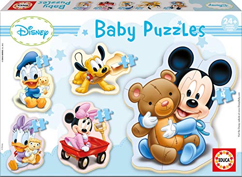 Educa - Baby Puzzles, puzzle infantil Baby Mickey, 5 puzzles progresivos de 3 a 5 piezas, a partir de 24 meses (13813)