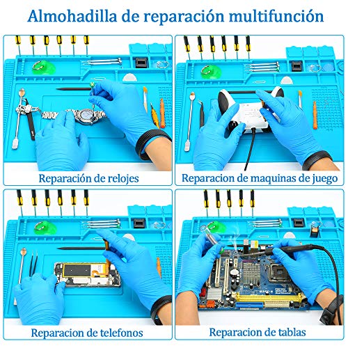 E·Durable alfombrilla soldadura para Soldadura Aislamiento resistente al alta temperatura Reparacion Moviles, computadoras,Cámara(45 * 30 cm)