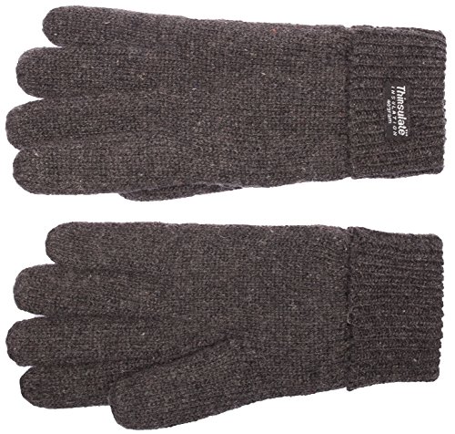 Eem - Guantes de punto para hombre con forro térmico Thinsulate de poliéster, material de punto de 100 % lana Antracita lana de oveja. M