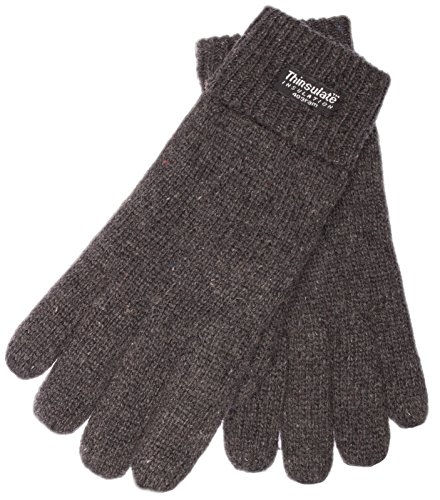 Eem - Guantes de punto para hombre con forro térmico Thinsulate de poliéster, material de punto de 100 % lana Antracita lana de oveja. M