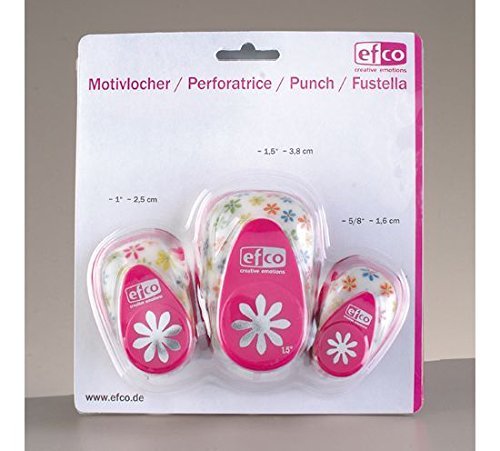 efco – Perforadora de diseño Daisy 3 Piezas Set, Rosa, 16 mm, 25 mm, 37 mm