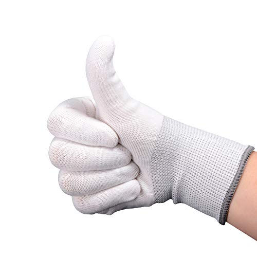 Ehdis Guantes De Trabajo Blancos de Nylon Guantes de Trabajo - 6 Pares