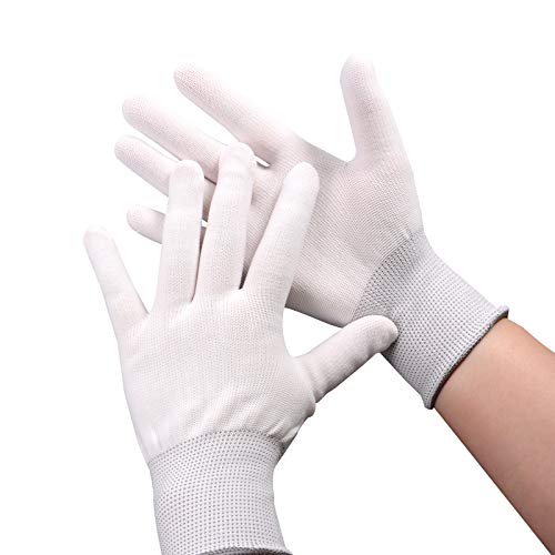 Ehdis Guantes De Trabajo Blancos de Nylon Guantes de Trabajo - 6 Pares