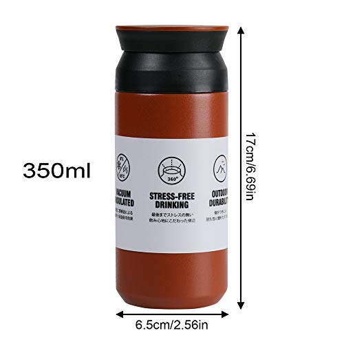 EKKONG Taza de Viaje, 350 ml Frasco Termico, Tazas de Café Viaje Termo Inoxidable, Térmica de Doble Pared, Reutilizable, Antigoteo, Hermética, para Coche Oficina