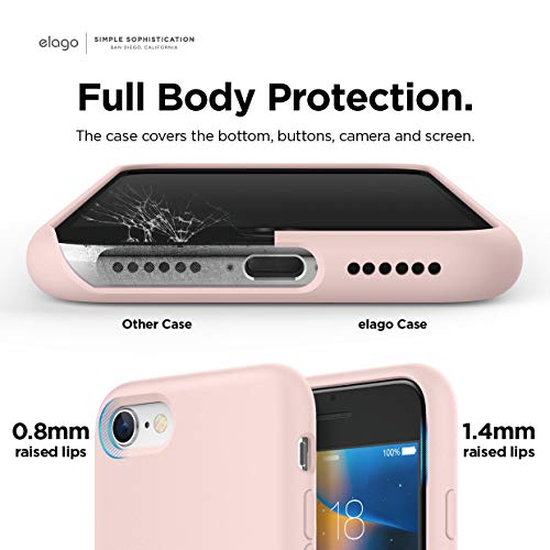 elago Funda iPhone SE 2020, iPhone 8, iPhone 7 – Protección 3 Estructuras, Funda de Premium Silicona para iPhone SE 2020/8/7 (Lovely Rosa)