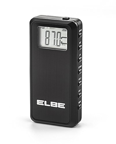 Elbe RF-70 Radio de Bolsillo Digital, Radio Am/FM, Stereo PLL, Memoria 60 emisoras, función Sleep, función Hold, Pantalla Digital, Auriculares incluidos, Color Negro