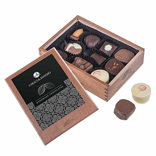 Elegance - 10 exclusivos Surtido De Pralinés Sin alcohol | bombones Praliné | regalo en caja de madera | sabores | Chocolate | Cumpleaños | hombres | Dia de la madre | San valentín | Dulces navideños