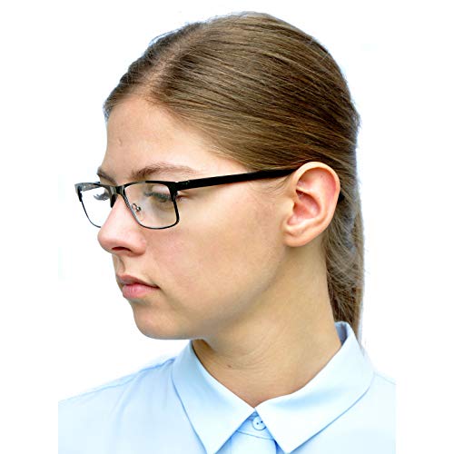 Elegantes Gafas con Filtro de Luz Azul Unisex para Leer con Lentes Rectangulares, Funda GRATIS, Montura de Acero Inoxidable (Grafito), Para Hombre y Mujer +2.5 Dioptrías