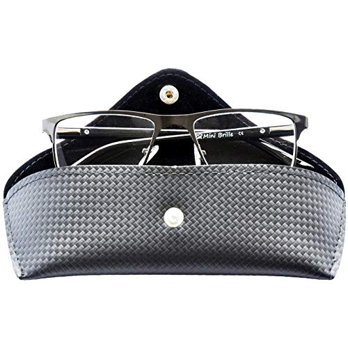 Elegantes Gafas con Filtro de Luz Azul Unisex para Leer con Lentes Rectangulares, Funda GRATIS, Montura de Acero Inoxidable (Grafito), Para Hombre y Mujer +2.5 Dioptrías