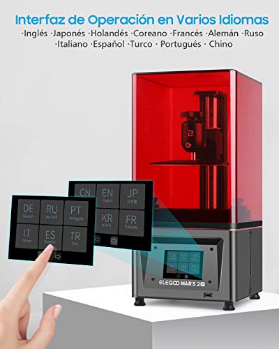 ELEGOO Mars 2 Pro Impresora 3D Mono MSLA Impresora 3D de Resina LCD de Fotopolimerización UV con LCD Monocromático 2K de 6 Pulgadas, Tamaño de Impresión 129mm(L)*80mm(W)*160mm(H)