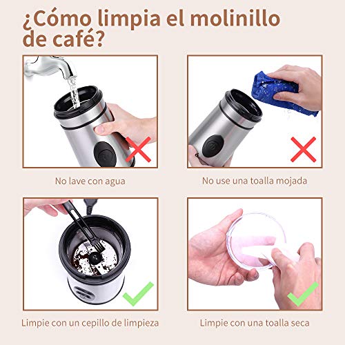 ELEHOT Molinillo de Café Eléctrico Acero Inoxidable para Granos de Café Nueces Especias Cereales