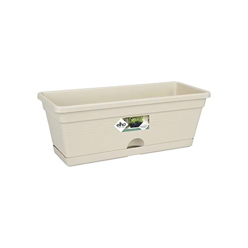 Elho Green Basics Trough Mini Allin1 30 - Jardinera - Cotton White - Exterior & Balcón - L 19.5 x A 30.2 x A15.6 cm