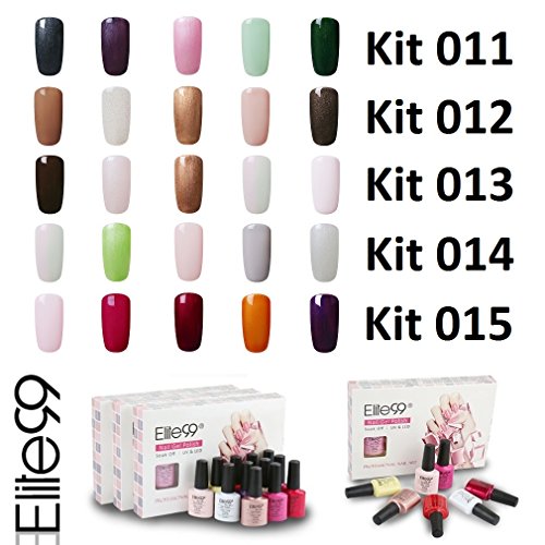 Elite99 Esmalte de Uñas Semipermanente Uñas de Gel UV LED Kit de Manicura 5pcs en Caja Pintauñas Soak off 7.3ml - Kit 020