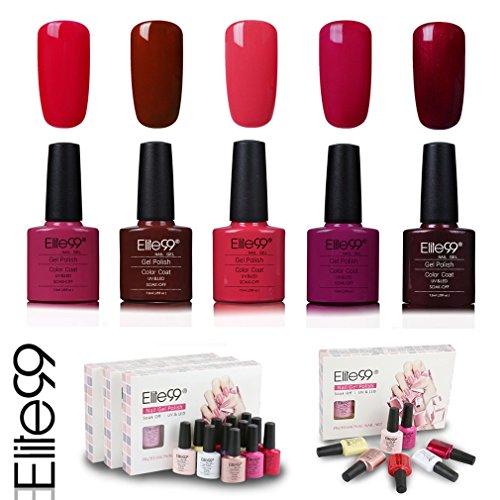 Elite99 Esmalte de Uñas Semipermanente Uñas de Gel UV LED Kit de Manicura 5pcs en Caja Pintauñas Soak off 7.3ml - Kit 020