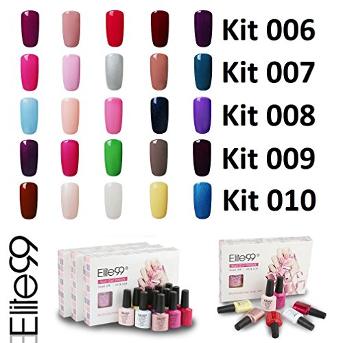 Elite99 Esmalte de Uñas Semipermanente Uñas de Gel UV LED Kit de Manicura 5pcs en Caja Pintauñas Soak off 7.3ml - Kit 020