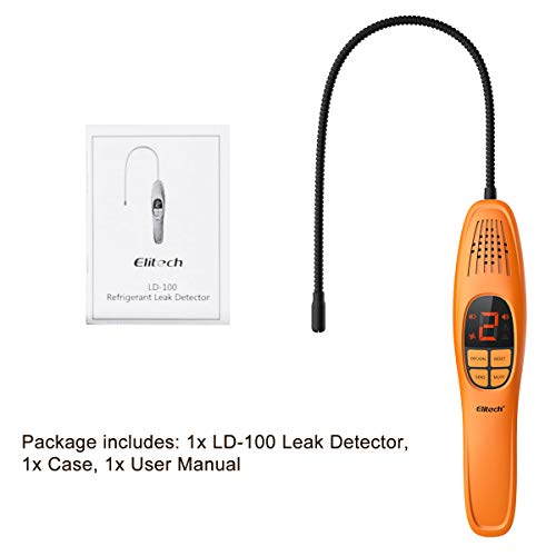 Elitech LD-100 Detector de Fugas de Gas Halógeno Refrigerante, CFC HCFC HFCs Probador de Fugas Comprobador - Diodo Calefactado - Portátil de Mano【Garantía de 12 meses】